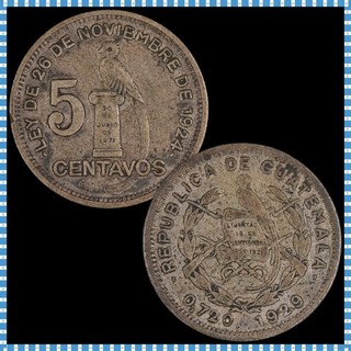 Guatemala 5 Centavos 1929 KM#238 Silver .720 0.038 ASW