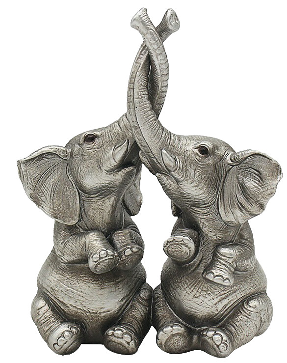 Loving Elephants Ornament Mr & Mrs Elephant Sculpture Silver Anniversary Couples