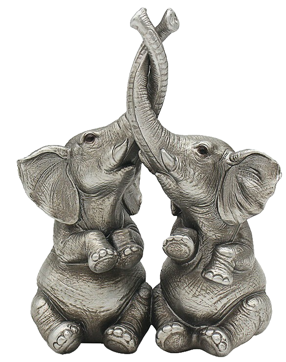 Loving Elephants Ornament Mr & Mrs Elephant Sculpture Silver Anniversary Couples