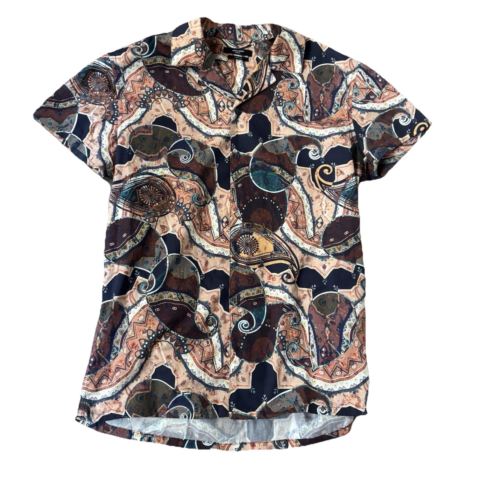 Jack & Jones Brown Paisley Print Cotton Shirt for Men - Medium Size