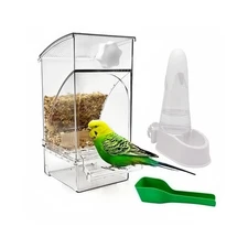 Automatic No Mess Bird Feeder and Water Dispenser Set, Acrylic Food Container...