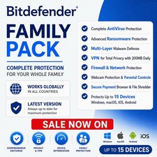 Bitdefender Family Pack 1 To 3 Years 15 Devices / Daily VPN/ Latest Version