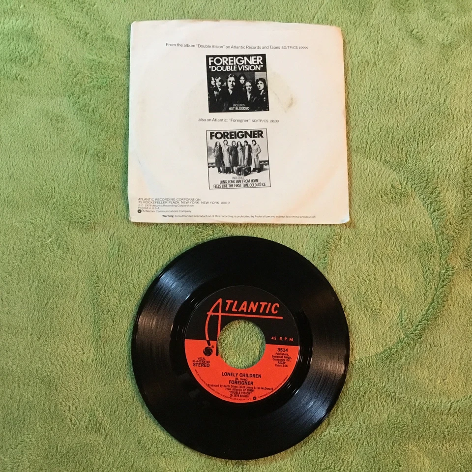 Foreigner,  Double Vision / Lonely Children *1978 Vinyl 7" 45RPM Monarch Pressin - Image 2 of 4