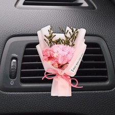 Red Rose Dried Flower Bouquet, Car Vent Clip Scent Diffuser