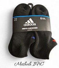 Adidas Mens Cushioned Compression No Show Socks Black 6 Pair Size 6-12