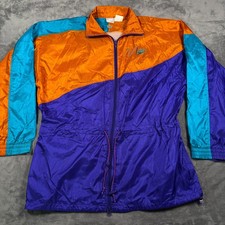 Vintage Nike Windbreaker Jacket Womens Medium 10-12 Multi Colorblock Nylon Rare