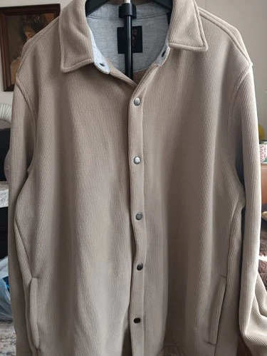 Copper & Oak Men's Size Large Beige Brown Lined Fleece Snap Shirt - product listing photo