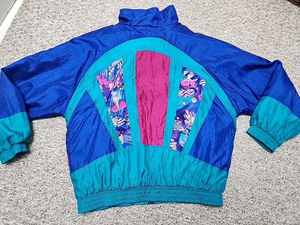 Athletech Windbreaker Jacket Womens Large Colorful 80s Disco Hipster Vintage - Image 4 of 4