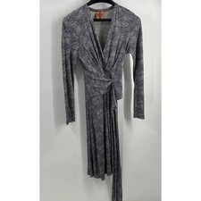 Tory Burch Vanessa Womens Silk Abstract Wrap Dress Surplice Long Sleeve Size S