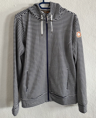 Icepeak Damen Kapuzenjacke gestreift Blau Weiß RV Gr. 44