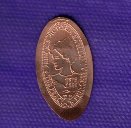 HAWAII "PEACOCK" Princess Victoria Kaʻiulani Elongated Pressed Copper Penny