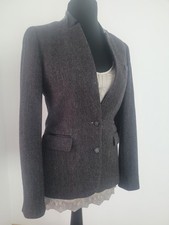 Massimo Dutti Damen Blazer Wolle& Leder Größe 36/S Business Freizeit