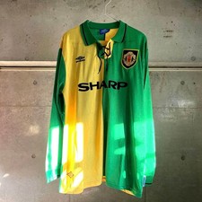 UMBRO M.U. 1992/94 Away Jersey 2XL Green Yellow SHARP Logo