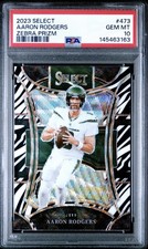 2023 Select Aaron Rodgers Zebra Prizm #473 NY Jets PSA 10 GEM MT POP 4!