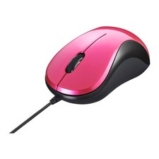 BUFFALO Wired BlueLED Quiet 3-Button Mouse, Pink, BSMBU108PK