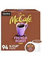 McCafe Dark Roast K-Cup Coffee Pods, French, 94 ct. Free Shipping.. New!
