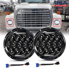 Pair Round 7inch Led Projector Headlight For Ford Ln7000 Ln8000 Ln9000 Trucks