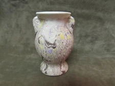 Vintage Hand Dipped Swirl Multicolor paint Glaze Smal ARt Pottery Vase