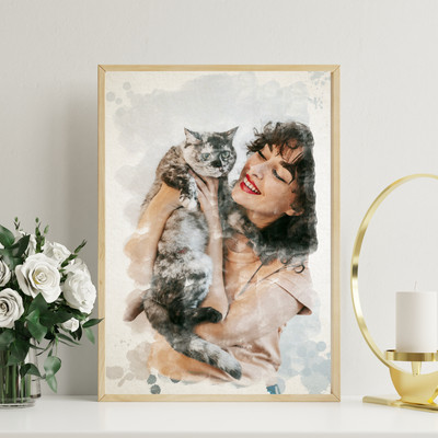 Custom Cat Portrait, Watercolor Pet Portrait,Custom Pet Portrait, Cat Portrait