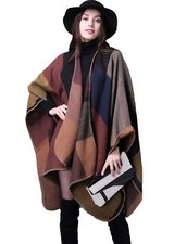 Women's Shawl Wraps Sweater Poncho Cape for Fall WinterSeries 1-a-khaki