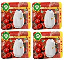 4 PACK Air Wick Essential Oils Mist Diffuser + refills Apple Cinnamon Medley 