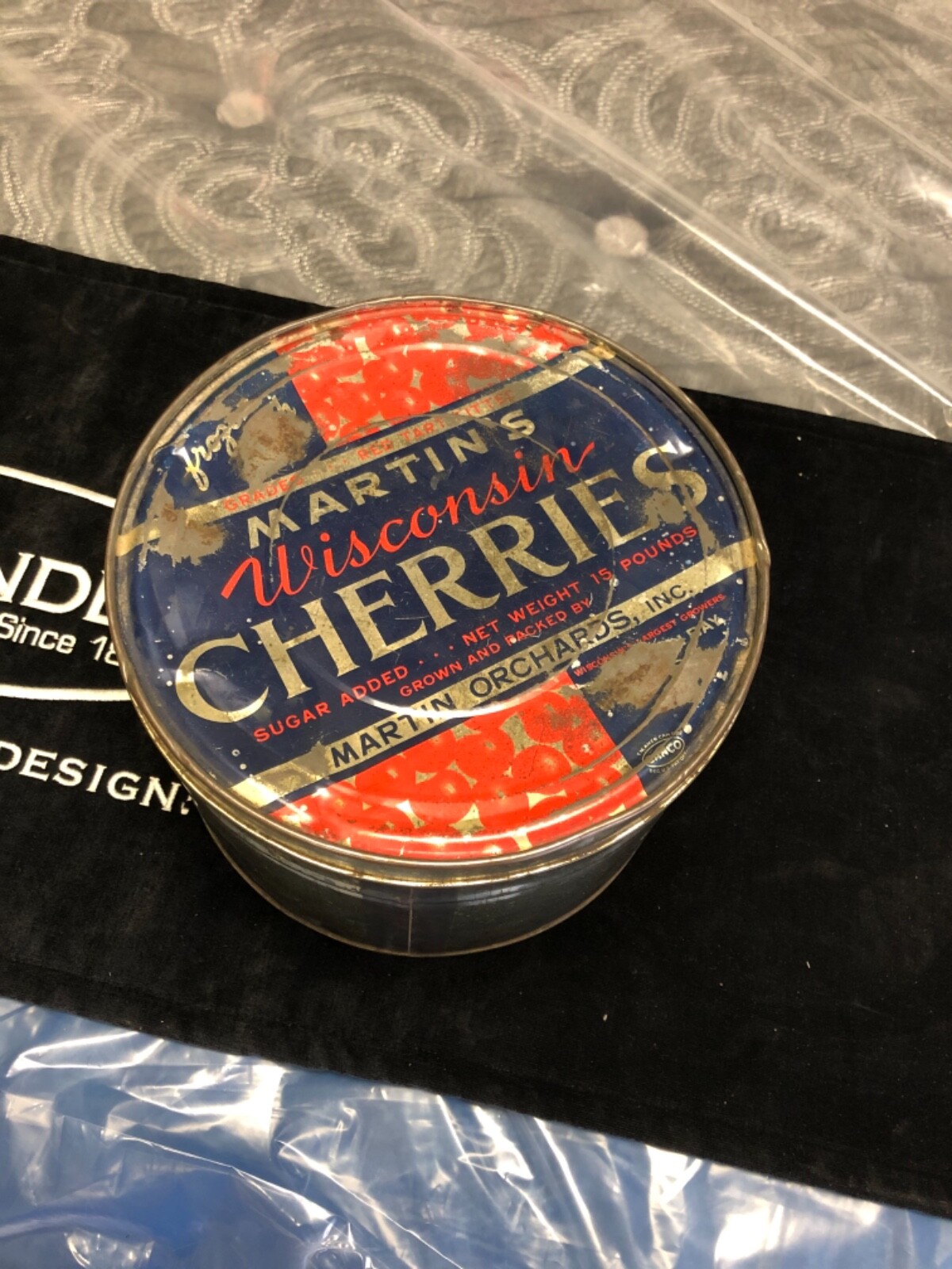 MARTIN Orchards Sturgeon Bay WI Cherries large Tin Antique Metal eBay