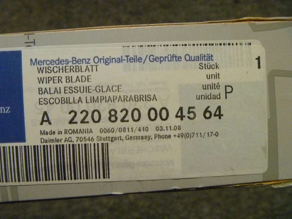 2000-2006 Mercedes Benz S430 limpador 220-820-00-45-64 fabricante de equipamento original novo - Imagem 2 de 2
