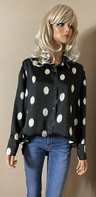 Chemise blouse oversize noire satinée MANGO S - Photo 1/4