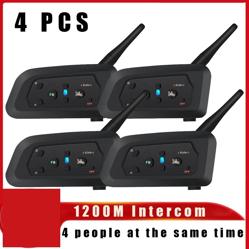 V4 PRO Motorcycle Helmet Bluetooth Intercom Headset 1200M Riders