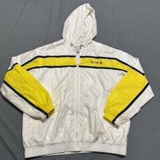 Vintage Nike Jacket Womens Medium 8-10 Striped Windbreaker Full Zip Hoodie