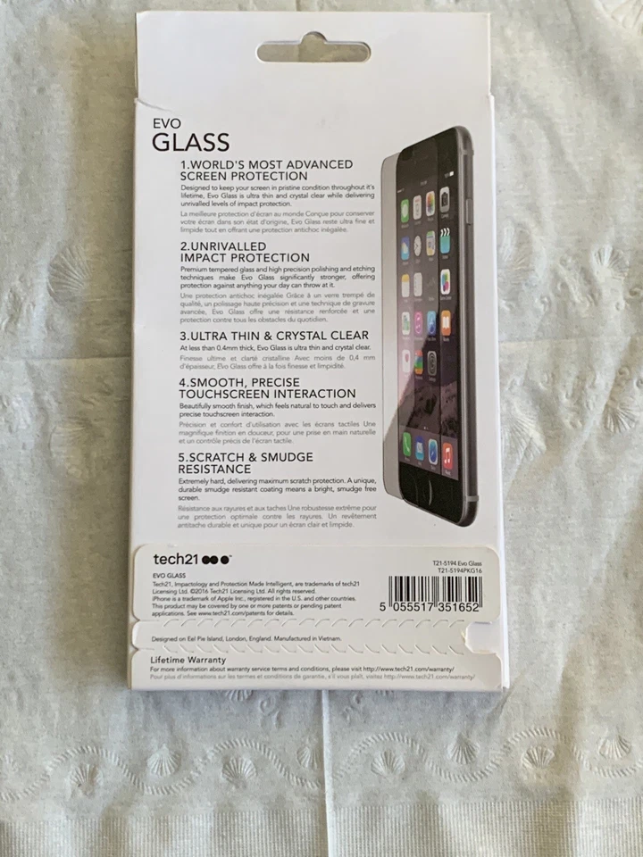 Tech 21 Evo Glass Screen Protector for Apple iPhone 6/6S 7/8 Plus Clear T21-5194 - Image 3 of 3