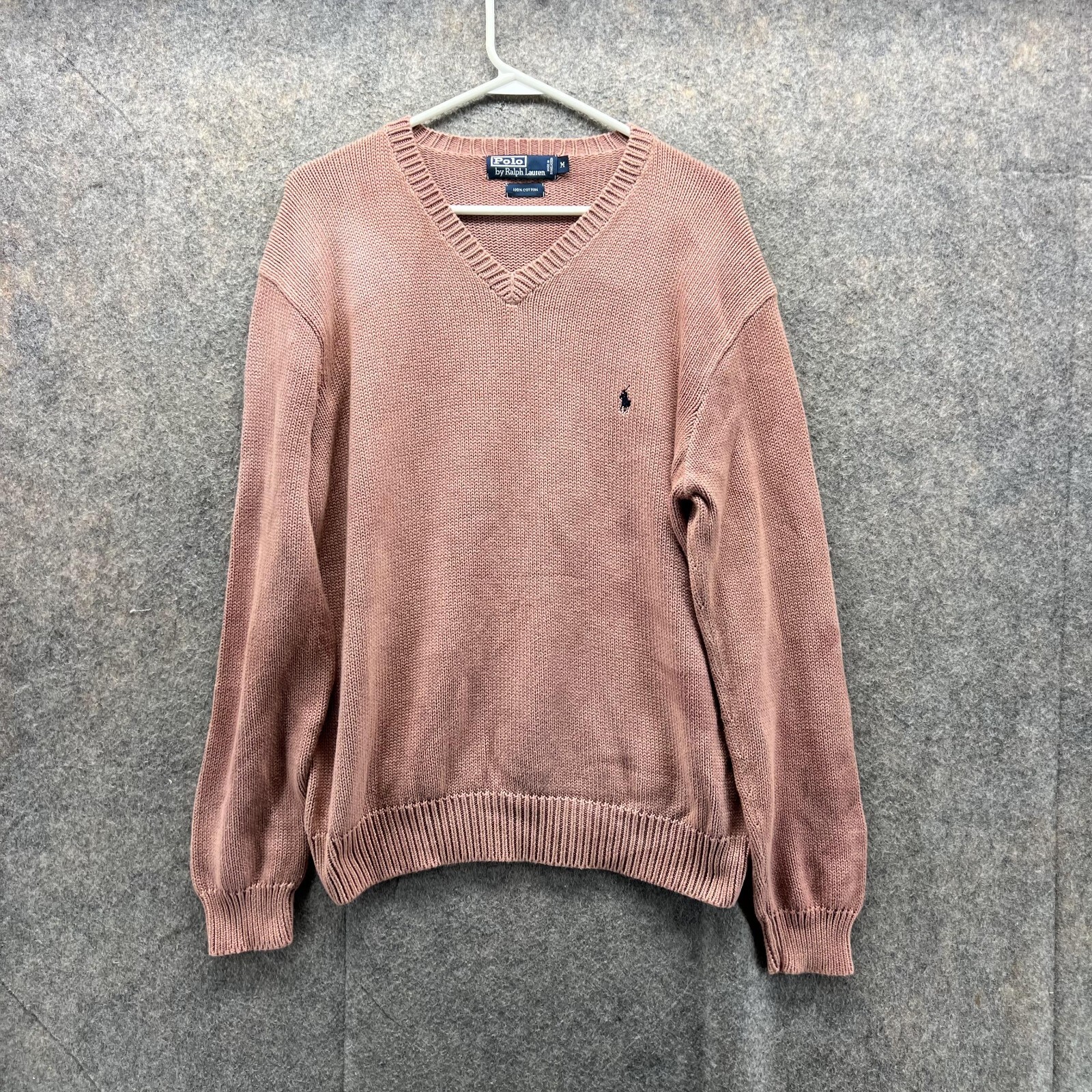 Maglione Polo Ralph Lauren Uomo Medio Adulto Rosa Felpa Pullover Collo a V Pony