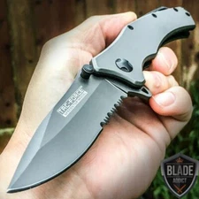 TAC-FORCE Grey Steel Spring Assisted Open TACTICAL Folding Pocket Knife EDC
