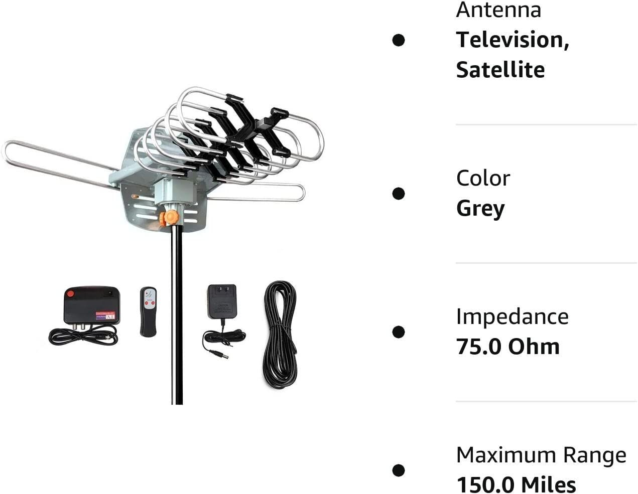 TV Antenna,Outdoor Digital Amplified HDTV Antenna 150 Miles Range, Grey eBay