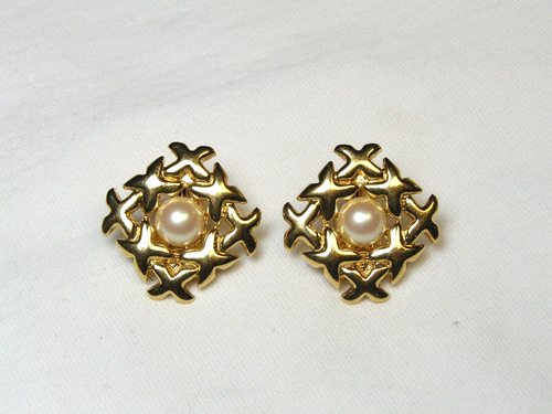 Monet Or Ton, Perle Synthétique à Clipser Boucles D'Oreilles - Photo 2 sur 7