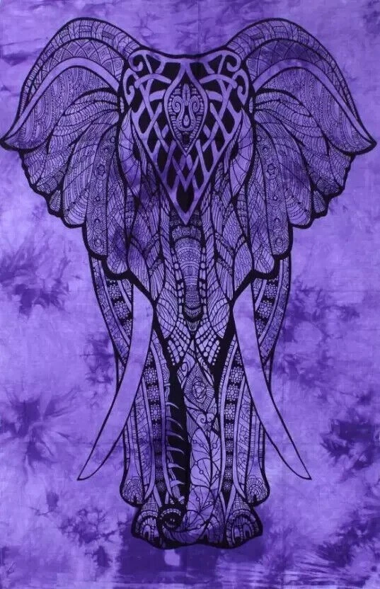Big Elephant Wall Art Cotton Hippie Indian Mandala Wall Hanging Tapestry Poster - Image 2 of 2