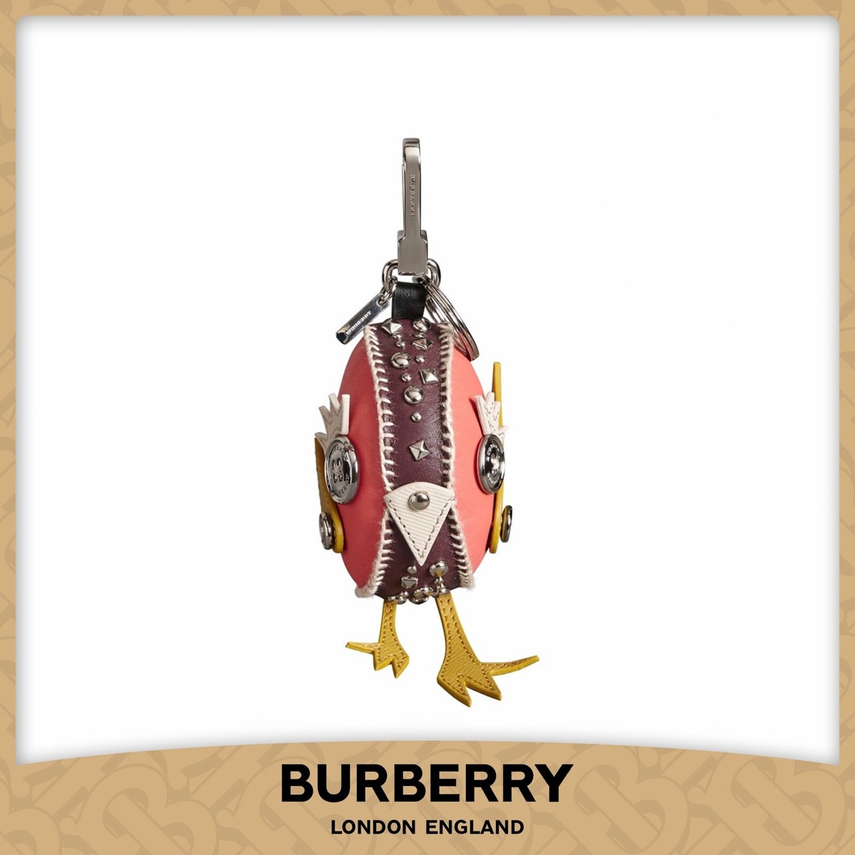 Burberry Derek The Bird Leather Charm Keychain – Deep Claret [Rare 
