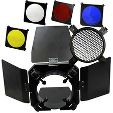 Barn Door and Honeycomb Grid and Gel Set New 4 Color Gels