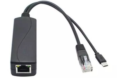 5V PoE Splitter, USB Micro, 48V to 5V 2.4A, IEEE 802.3af Compliant, 10/100Mbps
