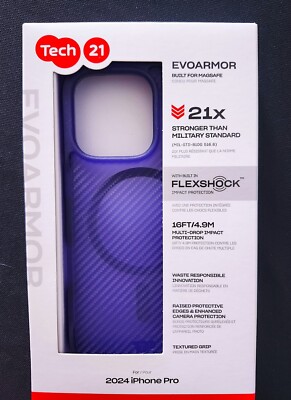 FOR APPLE IPHONE 16 PRO TECH21 EVOARMOR DARK BLUE  WITH TEMPERED GLASS