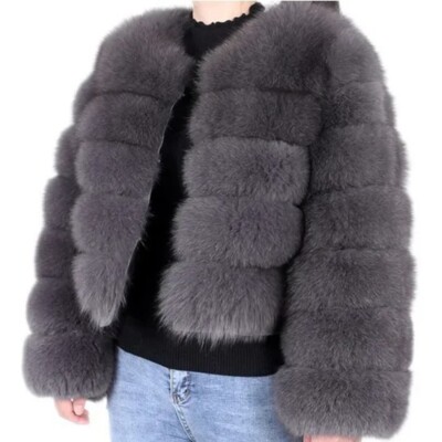 Faux Fur Cropped Jackets For Women Coats Thick Warm Soft Jacket Woman 2024 Long Sleeve Casual Winter Coat In New Outerwear - Foto 8