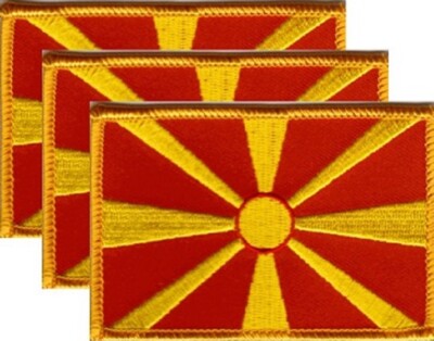 Pack of 3 Country Flag Patches 3.50'' x 2.25'', Three International Sew or Iron On