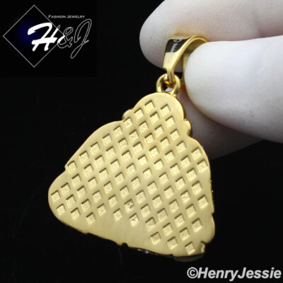 MEN WOMEN Stainless Steel Bling Cubic Zirconia Buddha Gold Plated
