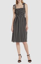 $325 Ali & Jay Women's Black Striped Tea For Two Smocked Crepe A-Line Dress M