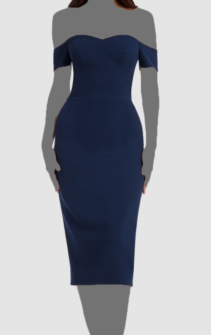 dress the population bailey off the shoulder bodycon dress Women's Blue Off-Shoulder Size XL fitting Bailey dress flaunts
