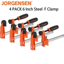 Jorgensen 6'' Bar Clamp 4-Pack Set Steel F-Clamp 300 lbs Load Limited Light Duty