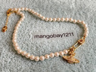 Vivienne Westwood Lucrece Safety Pin Gold Pearl Choker Necklace | eBay