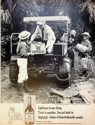 1966 Imperial Hiram Walker Whiskey 1960s Print Ad Swamp Buggy Florida Everglades