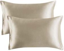 Khaki Satin Pillowcase 2 Pack Queen Size 20x30 inches 