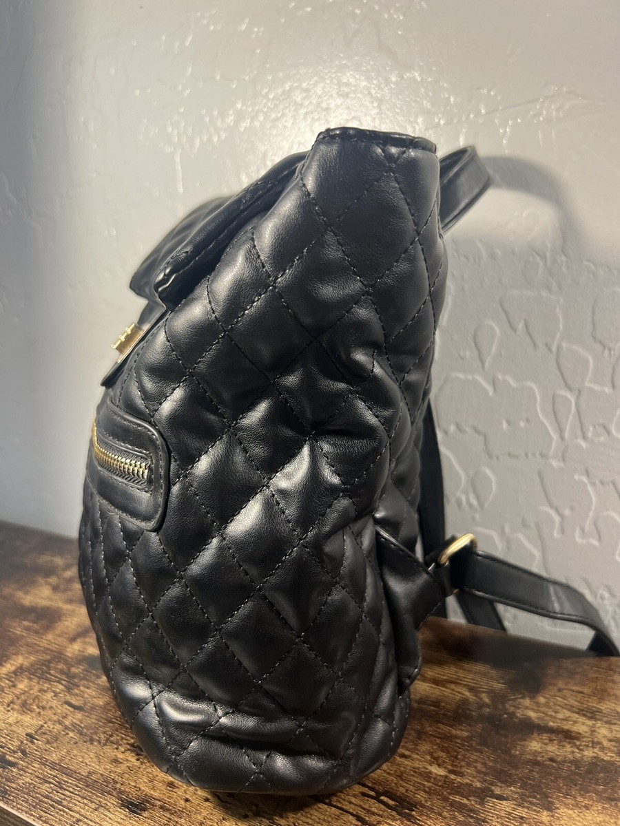 Black Quilted Backpack with Gold Hardware - Unbranded black quilted backpack products for sale | eBay main image 4